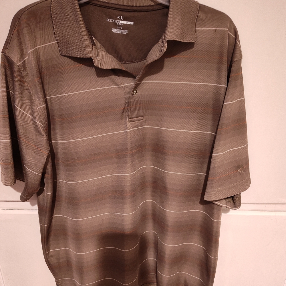 Grand Slam Brown and Tan Polo Shirt Classic Stripes